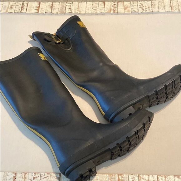 Joules Black and yellow Rubber Women's rain Boots size 8 - Picture 1 of 8
